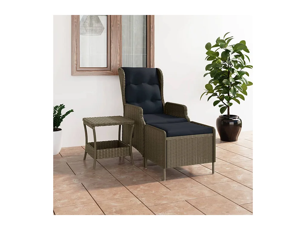 2-delige Loungeset met kussens poly rattan bruin