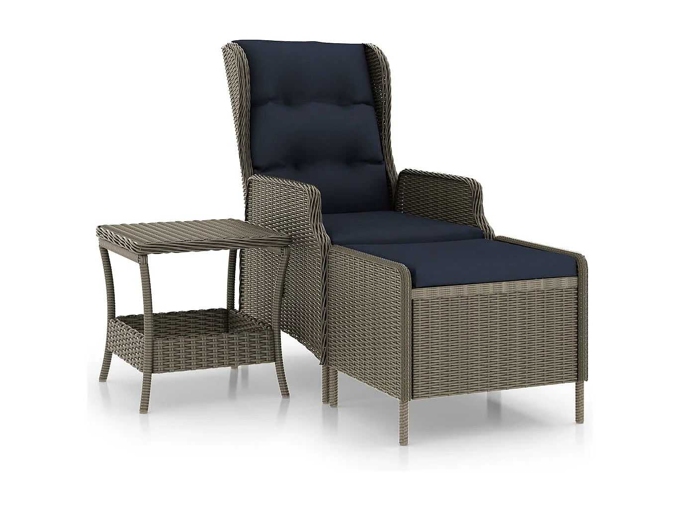 2-delige Loungeset met kussens poly rattan bruin