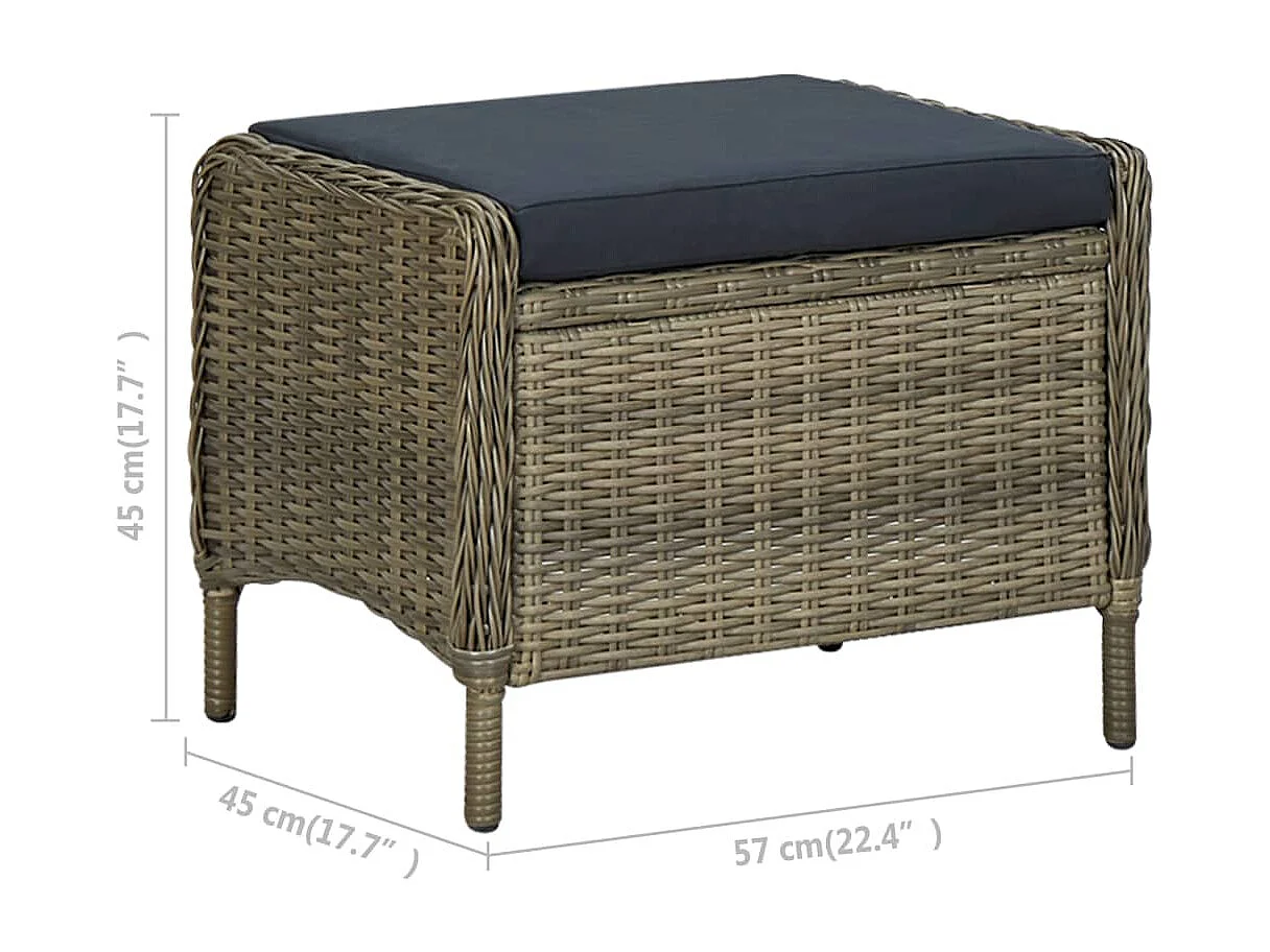 2-delige Loungeset met kussens poly rattan bruin