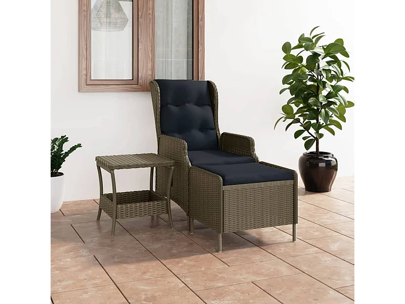 2-delige Loungeset met kussens poly rattan bruin