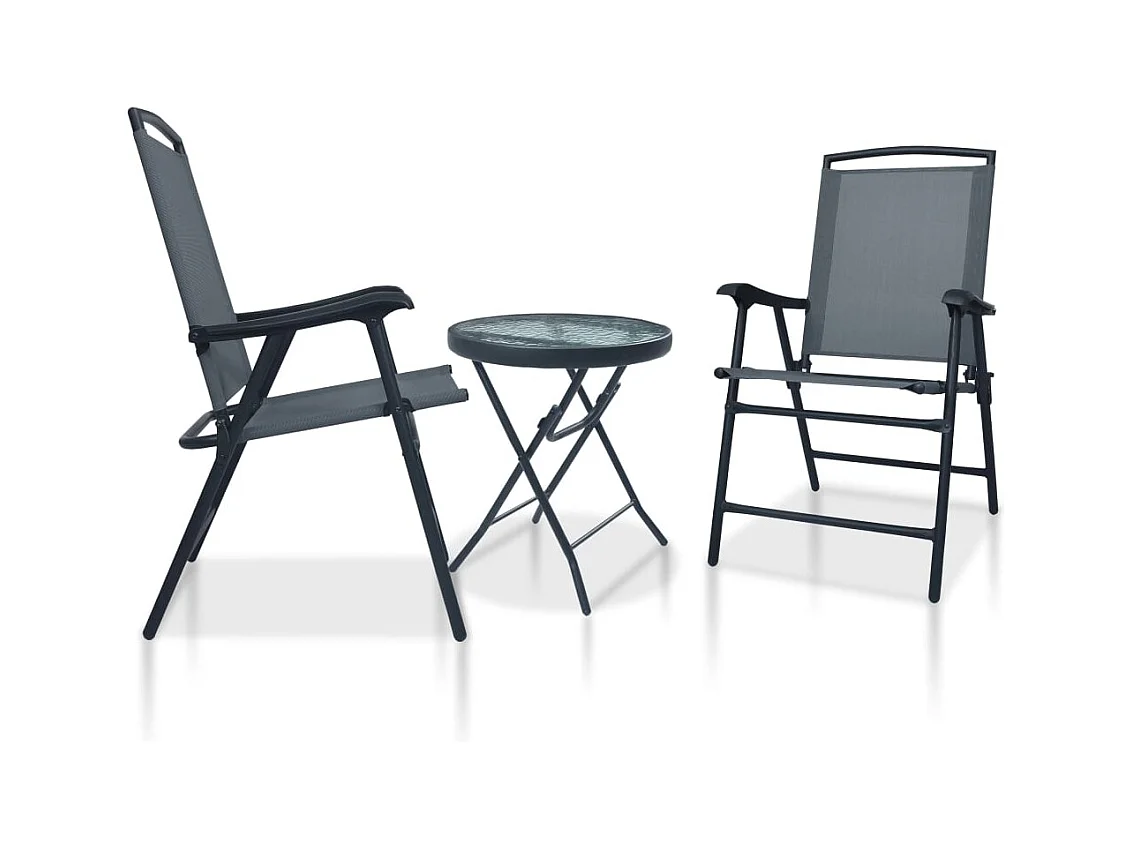 3-delige Bistroset staal grijs