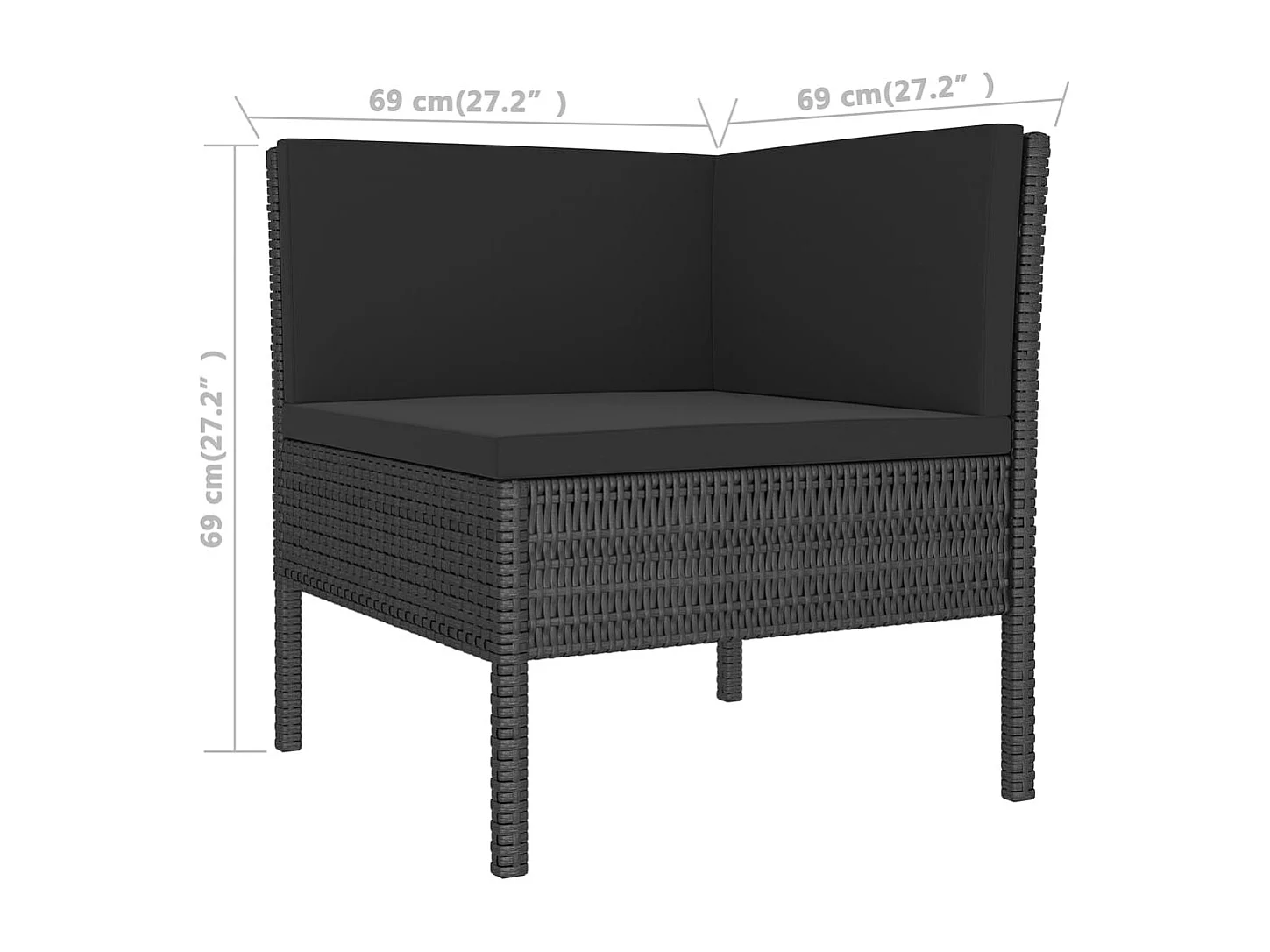 12-delige Loungeset met kussens poly rattan zwart