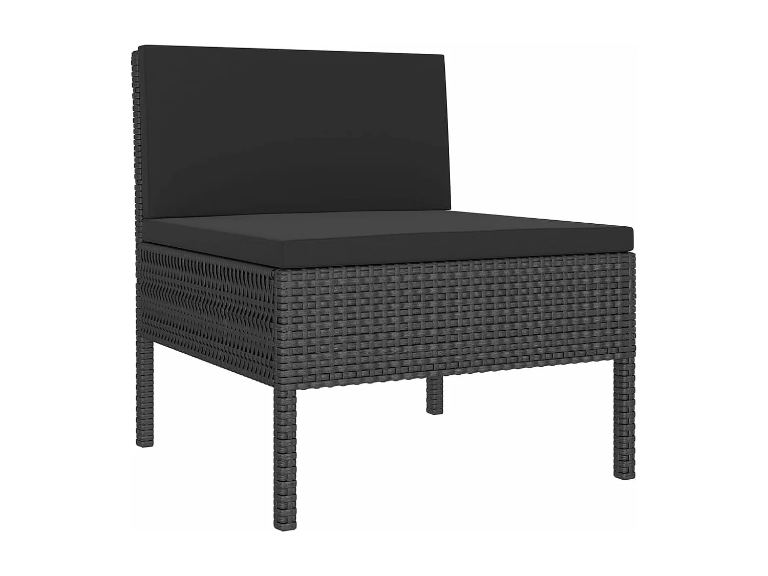 12-delige Loungeset met kussens poly rattan zwart