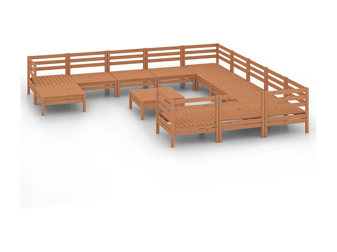 13 pcs conjunto lounge de jardim pinho maciço castanho mel