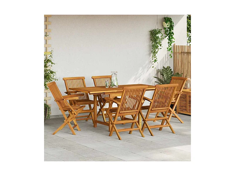 Salon de jardin 7 pcs Bois de teck massif