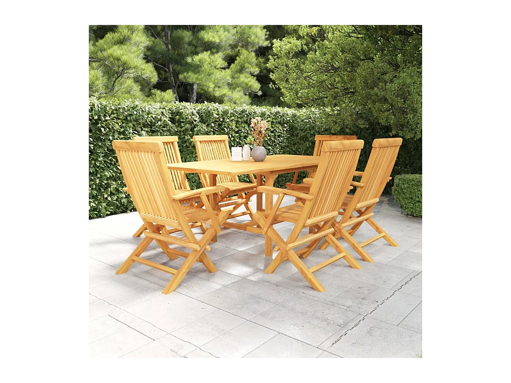 Salon de jardin 7 pcs Bois de teck massif