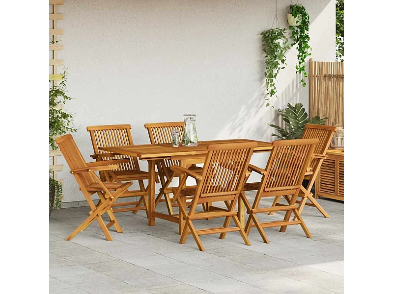 Salon de jardin 7 pcs Bois de teck massif