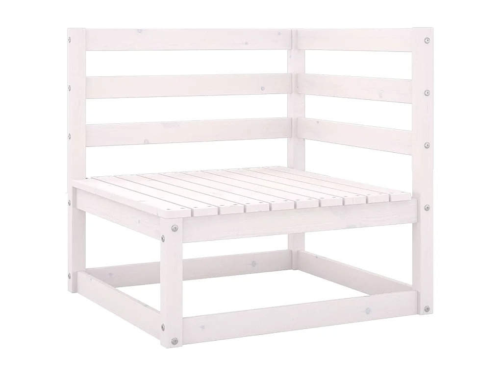 Set Divani da Giardino 7 pz Bianco in Legno Massello di Pino