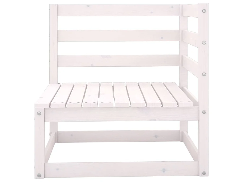 Set Divani da Giardino 7 pz Bianco in Legno Massello di Pino