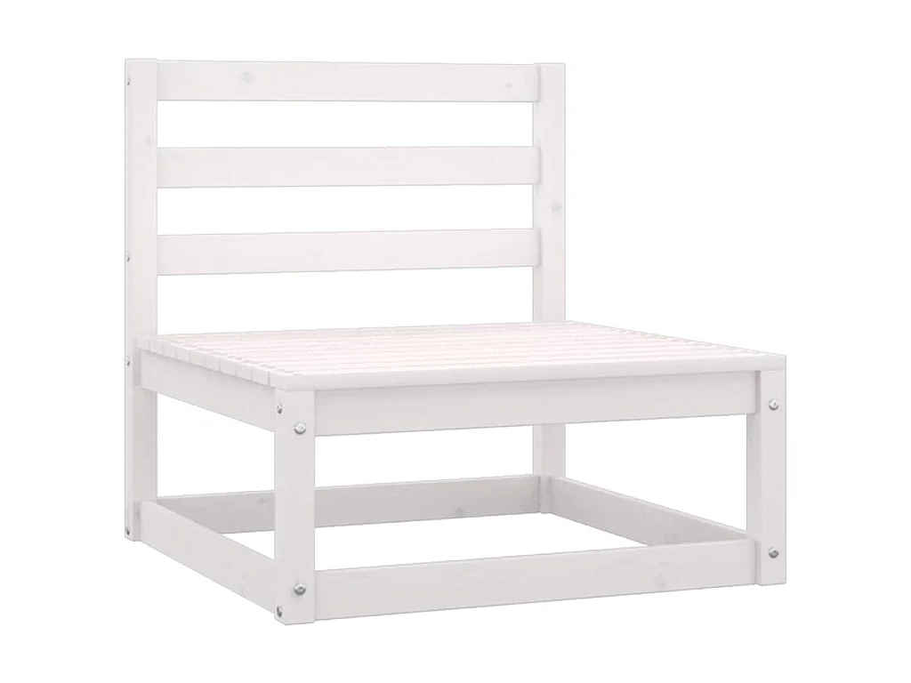 Set Divani da Giardino 7 pz Bianco in Legno Massello di Pino