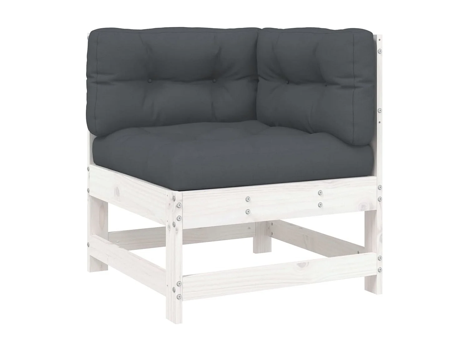 8pcs conjunto lounge jardim c/ almofadões madeira maciça branco