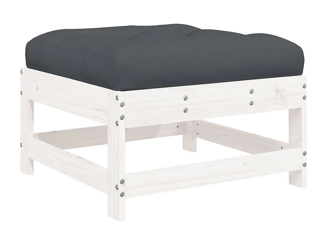 8pcs conjunto lounge jardim c/ almofadões madeira maciça branco