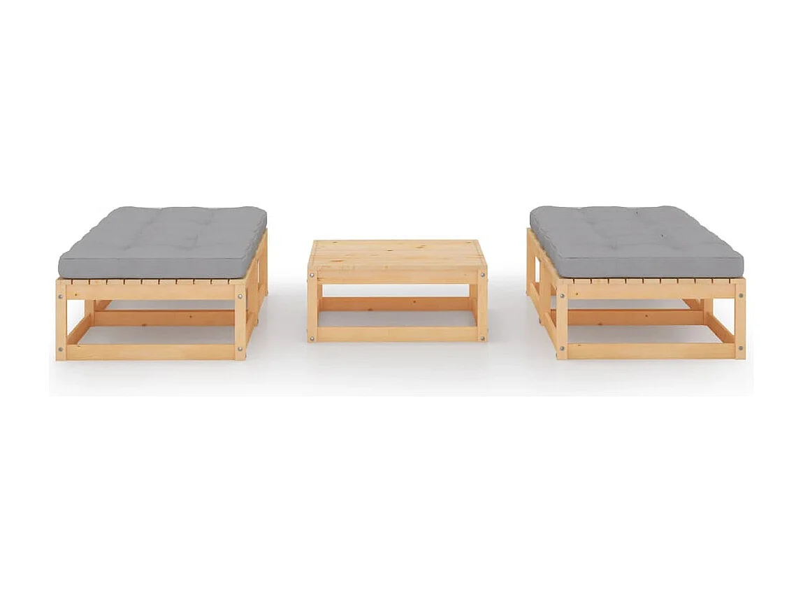 5 pcs conjunto lounge de jardim c/ almofadões pinho maciço