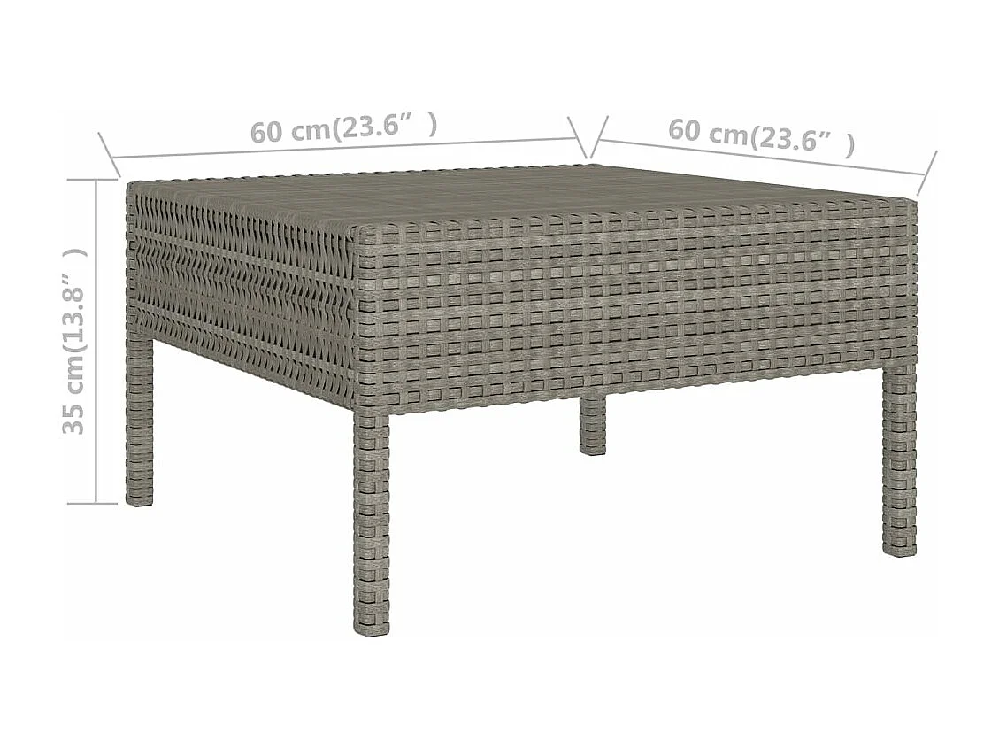 Salon de jardin 8 pcs avec coussins résine tressée gris