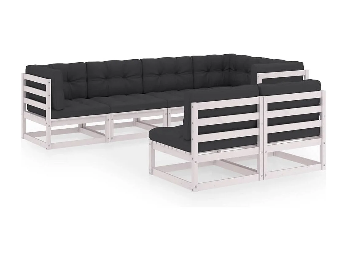 Salon de jardin 7 pcs avec coussins Bois de pin massif