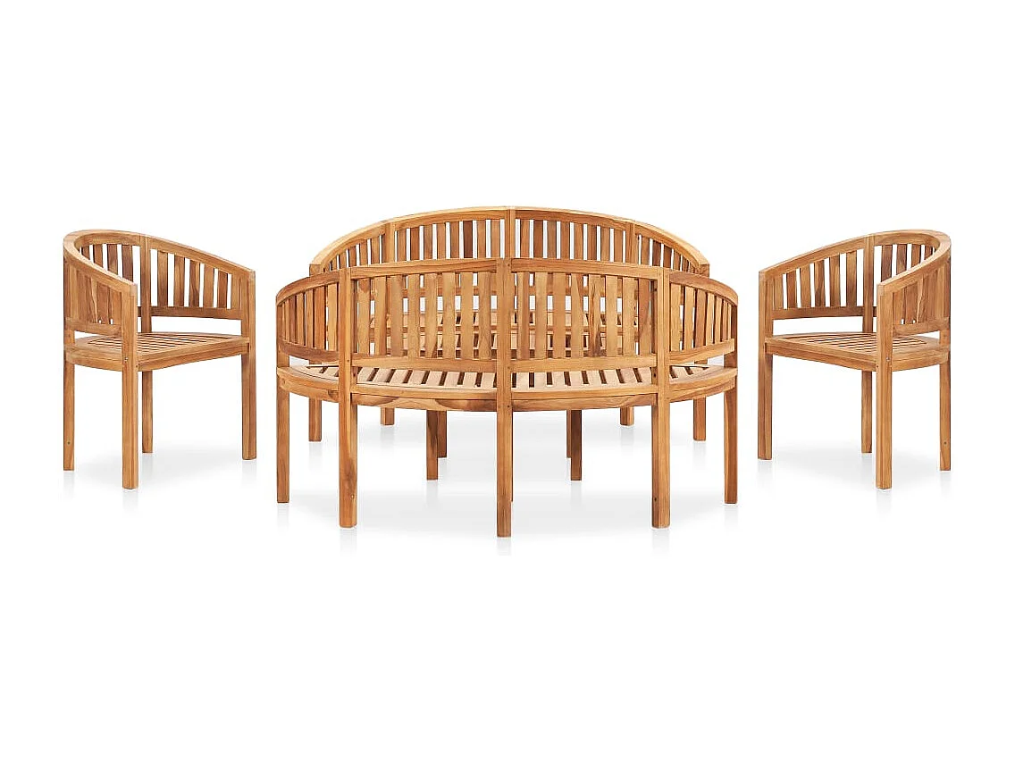 5-tlg. Garten-Lounge-Set Massivholz Teak