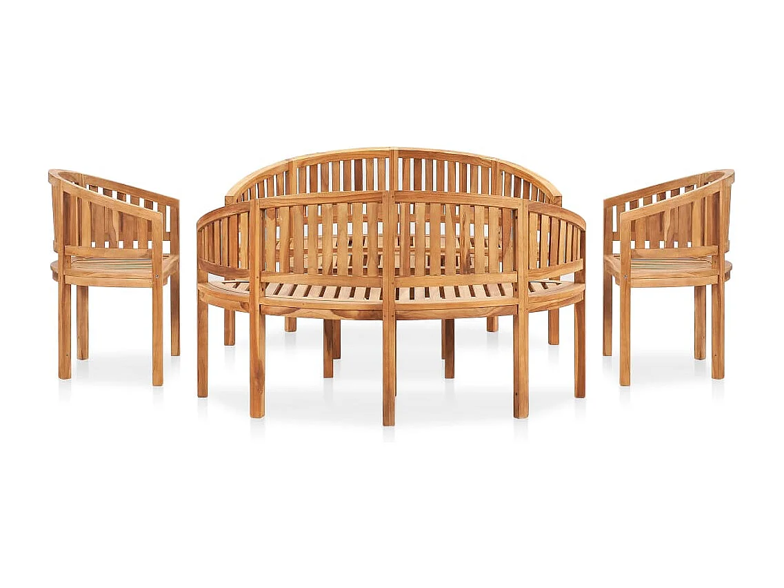 5-tlg. Garten-Lounge-Set Massivholz Teak