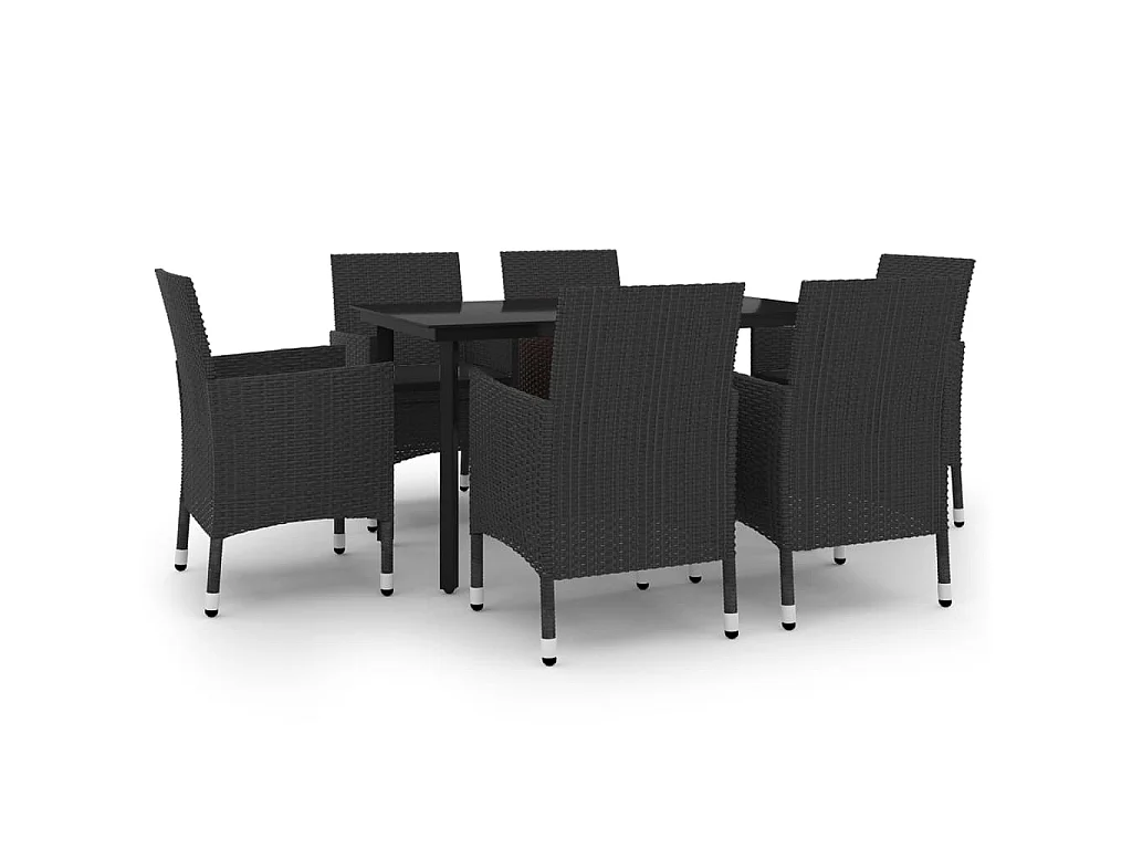 7-delige Tuinset met kussens poly rattan en glas