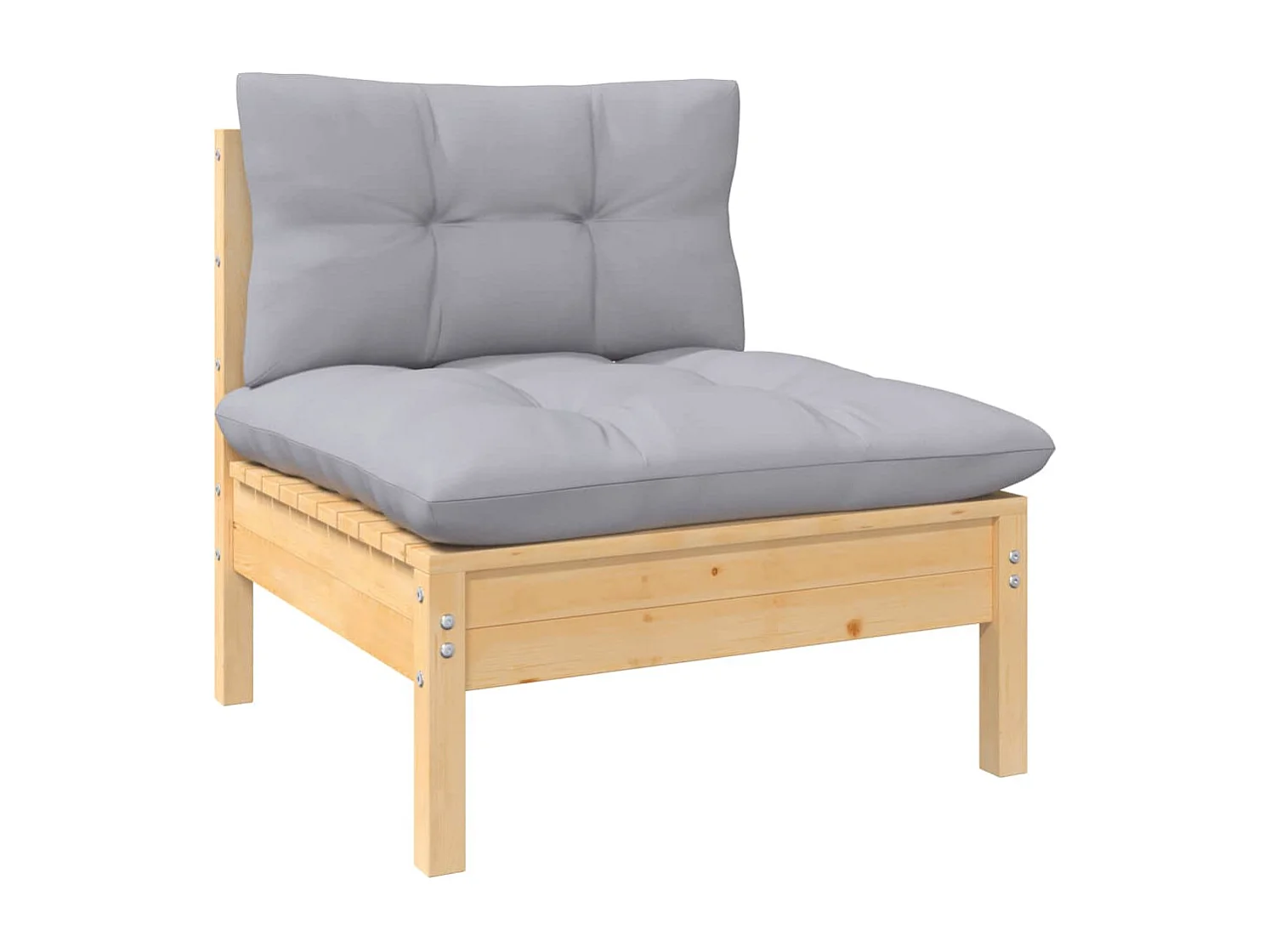 Salon de jardin 13 pcs avec coussins gris Bois de pin solide
