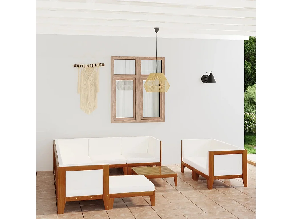 Salon de jardin 10 pcs avec coussins bois d'acacia solide