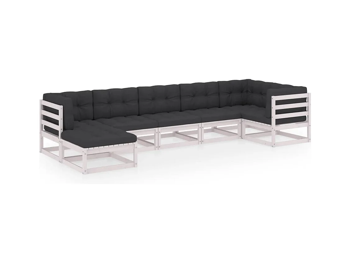7-tlg. Garten-Lounge-Set mit Kissen Massivholz Kiefer