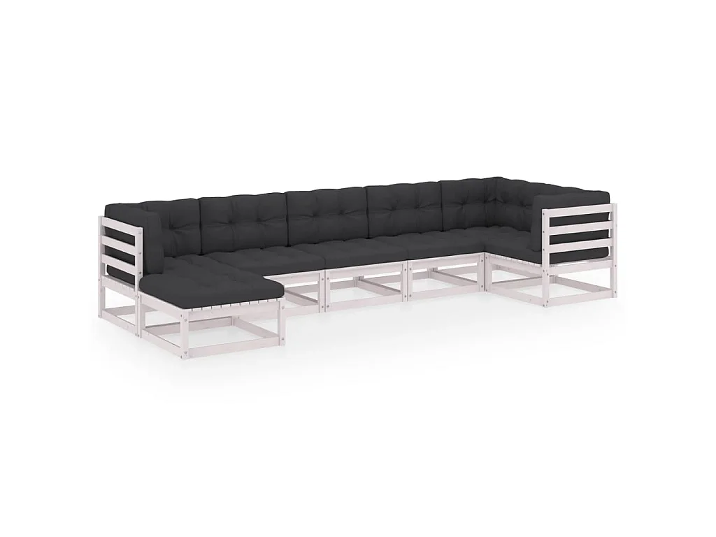 7-delige Loungeset met kussens massief grenenhout