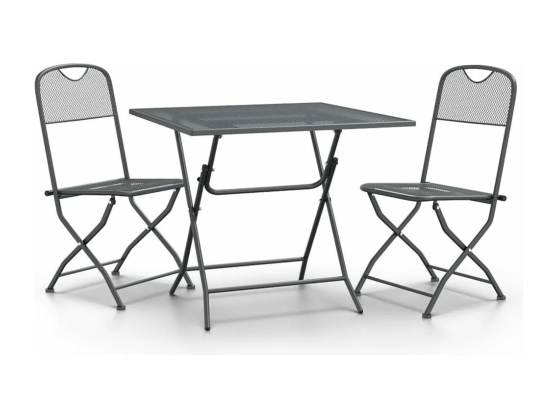 Ensemble à manger de jardin 3 pcs Maille Métal Anthracite