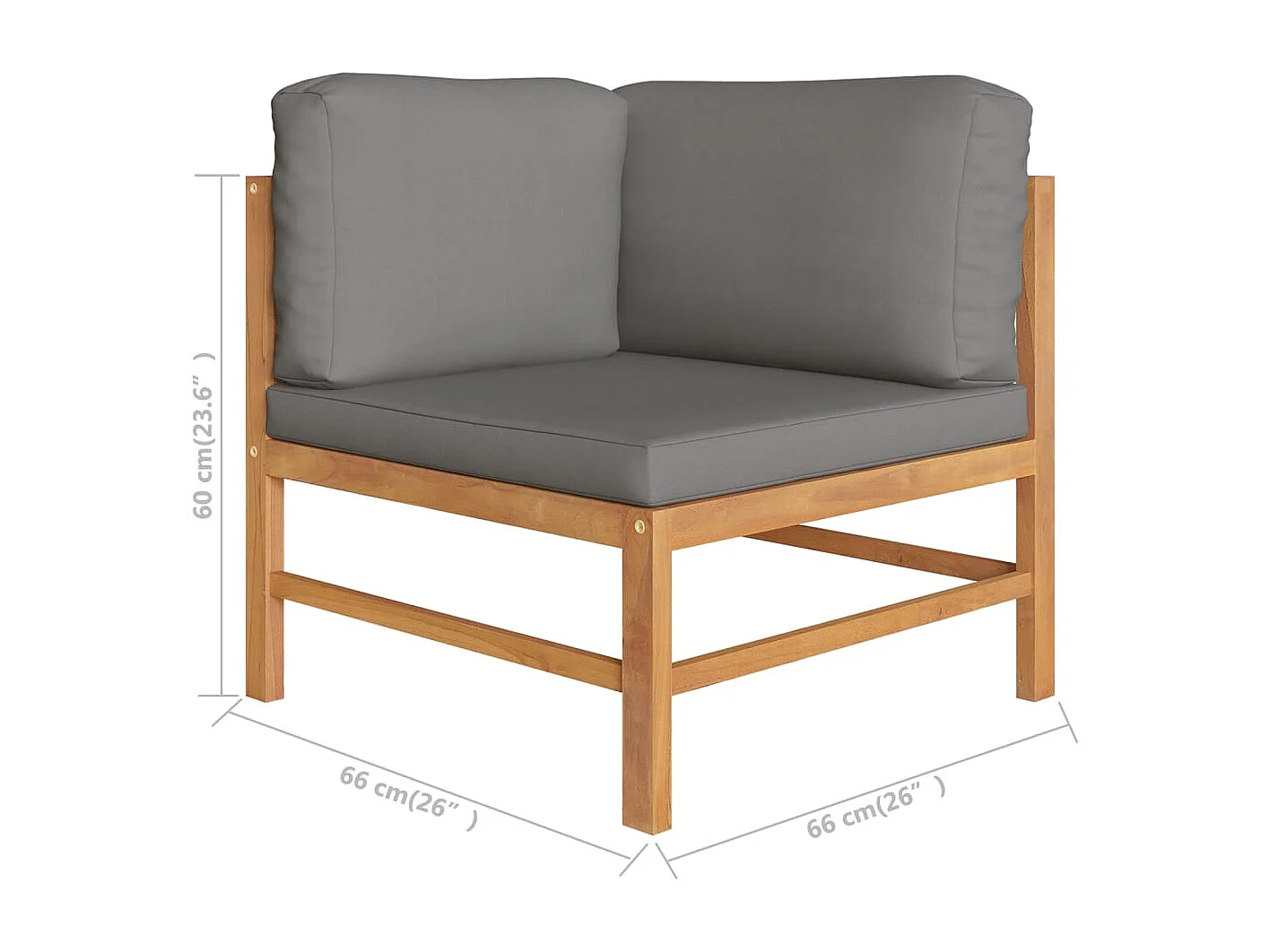 Salon de jardin 6 pcs avec coussins gris Bois de teck solide