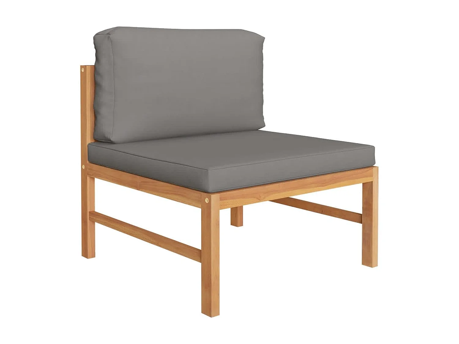 Salon de jardin 6 pcs avec coussins gris Bois de teck solide