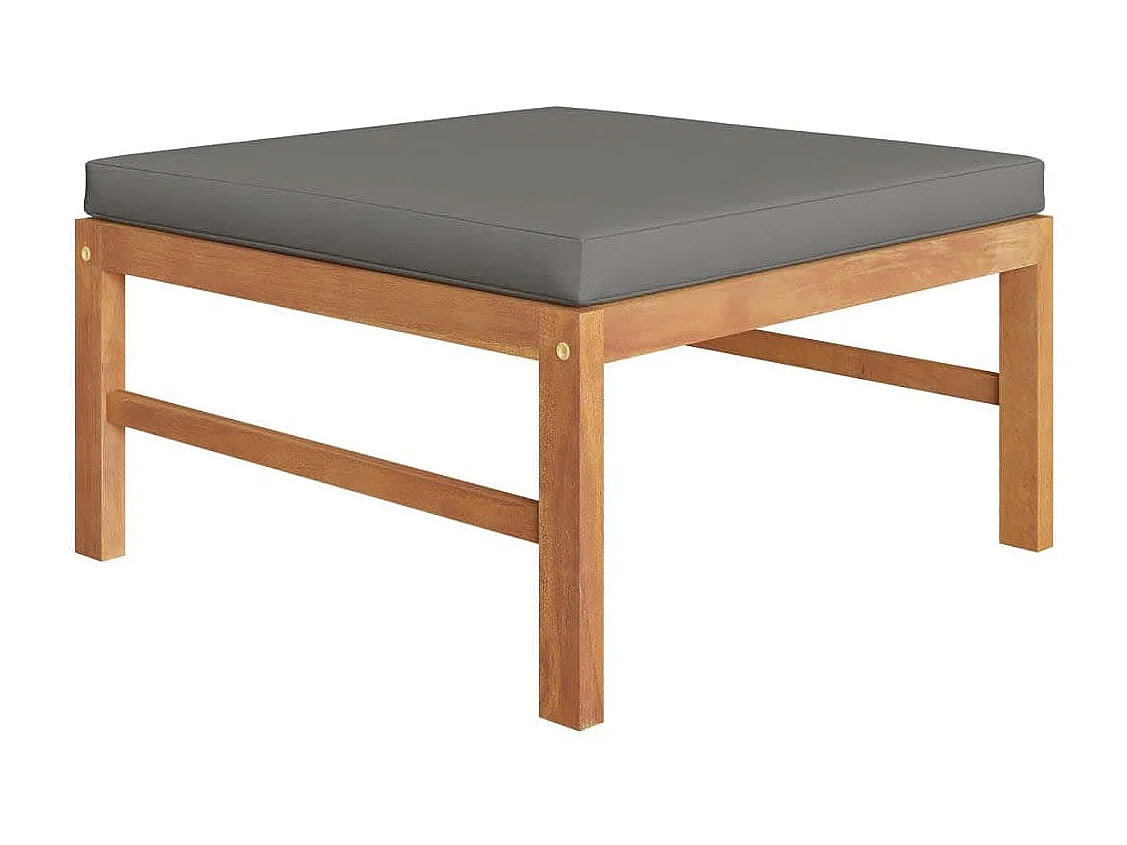 Salon de jardin 6 pcs avec coussins gris Bois de teck solide