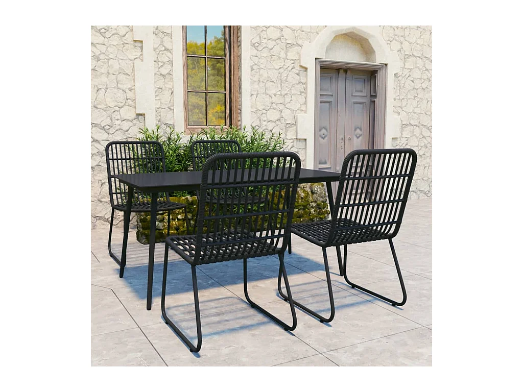 5-delige Tuinset poly rattan en glas