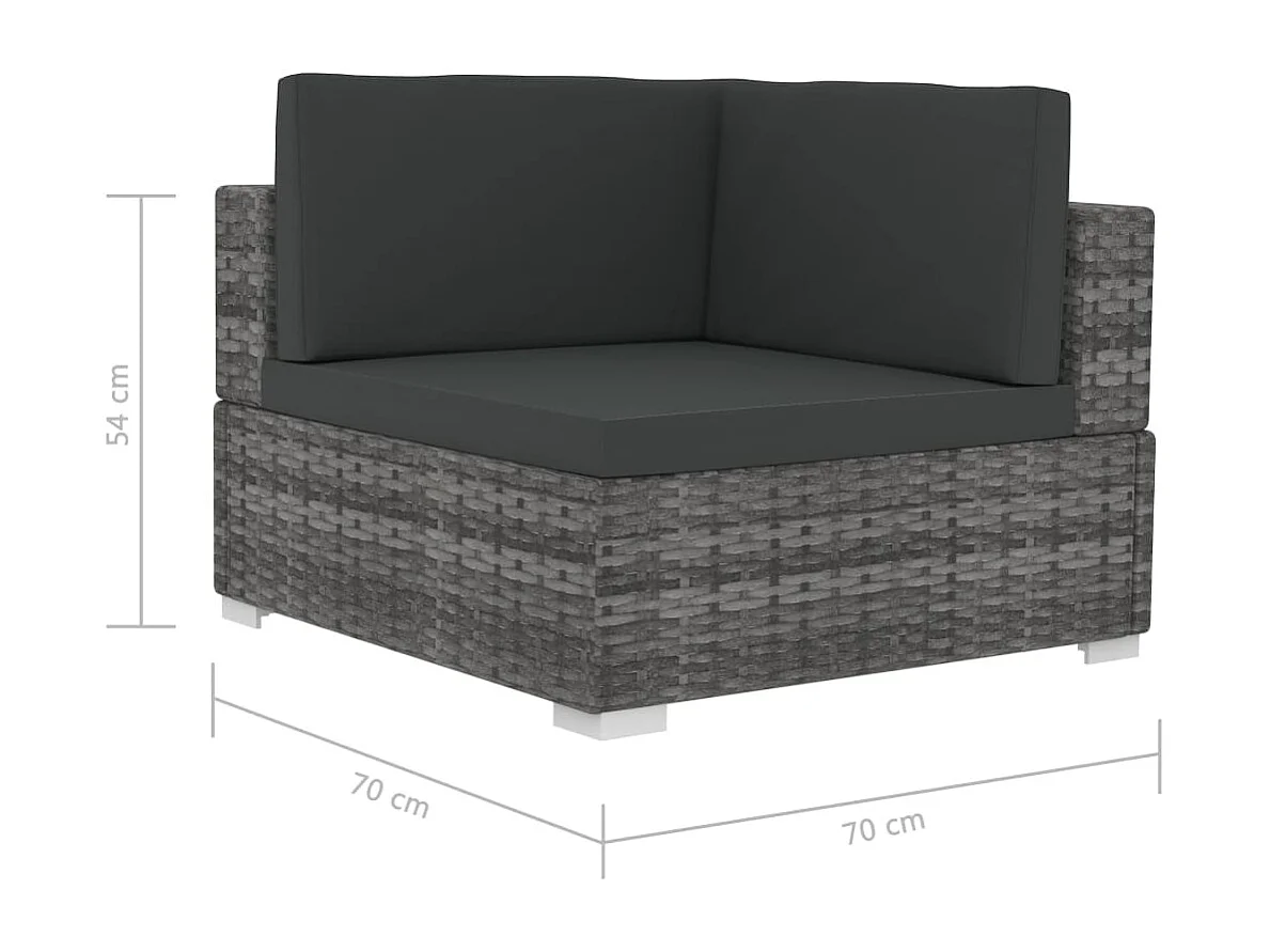 4-tlg. Garten-Sofagarnitur mit Auflagen Poly Rattan Grau