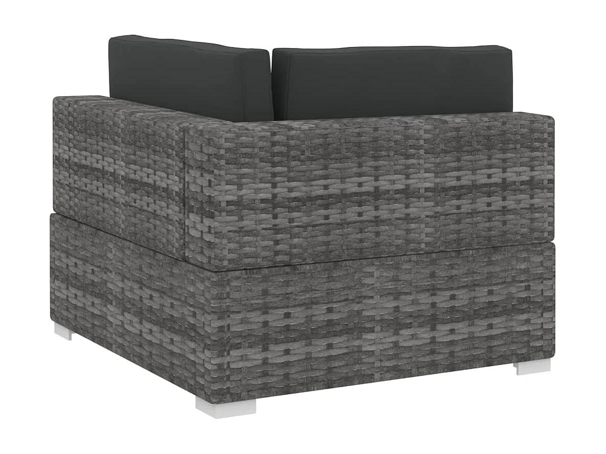 4-tlg. Garten-Sofagarnitur mit Auflagen Poly Rattan Grau