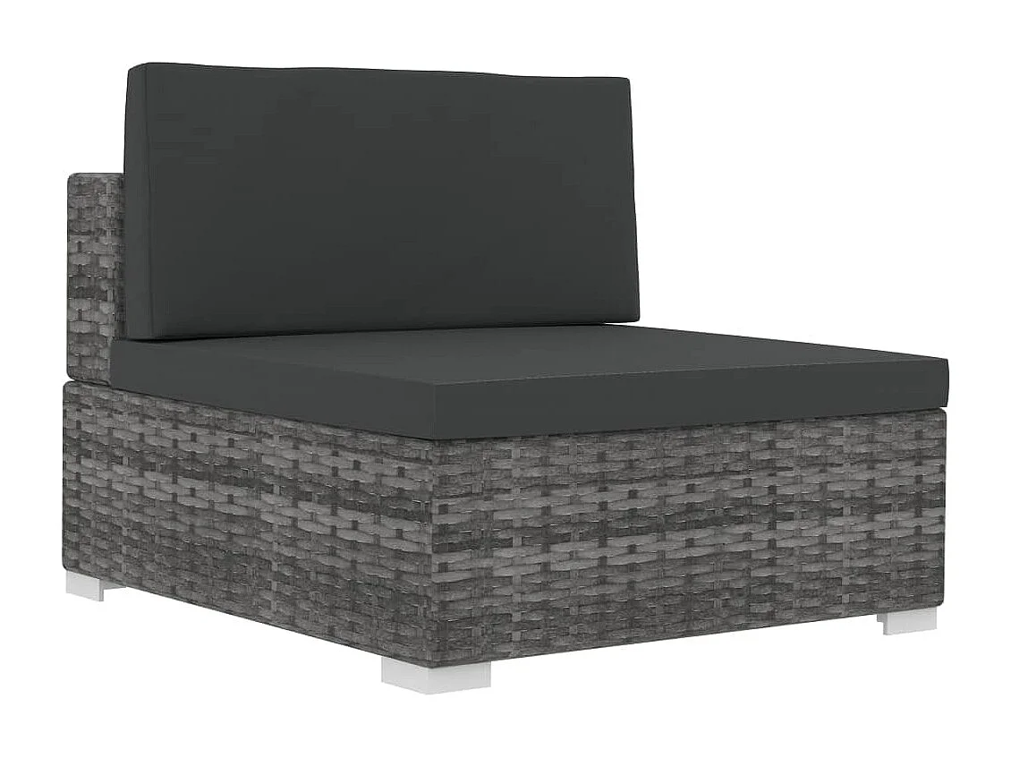 4-tlg. Garten-Sofagarnitur mit Auflagen Poly Rattan Grau