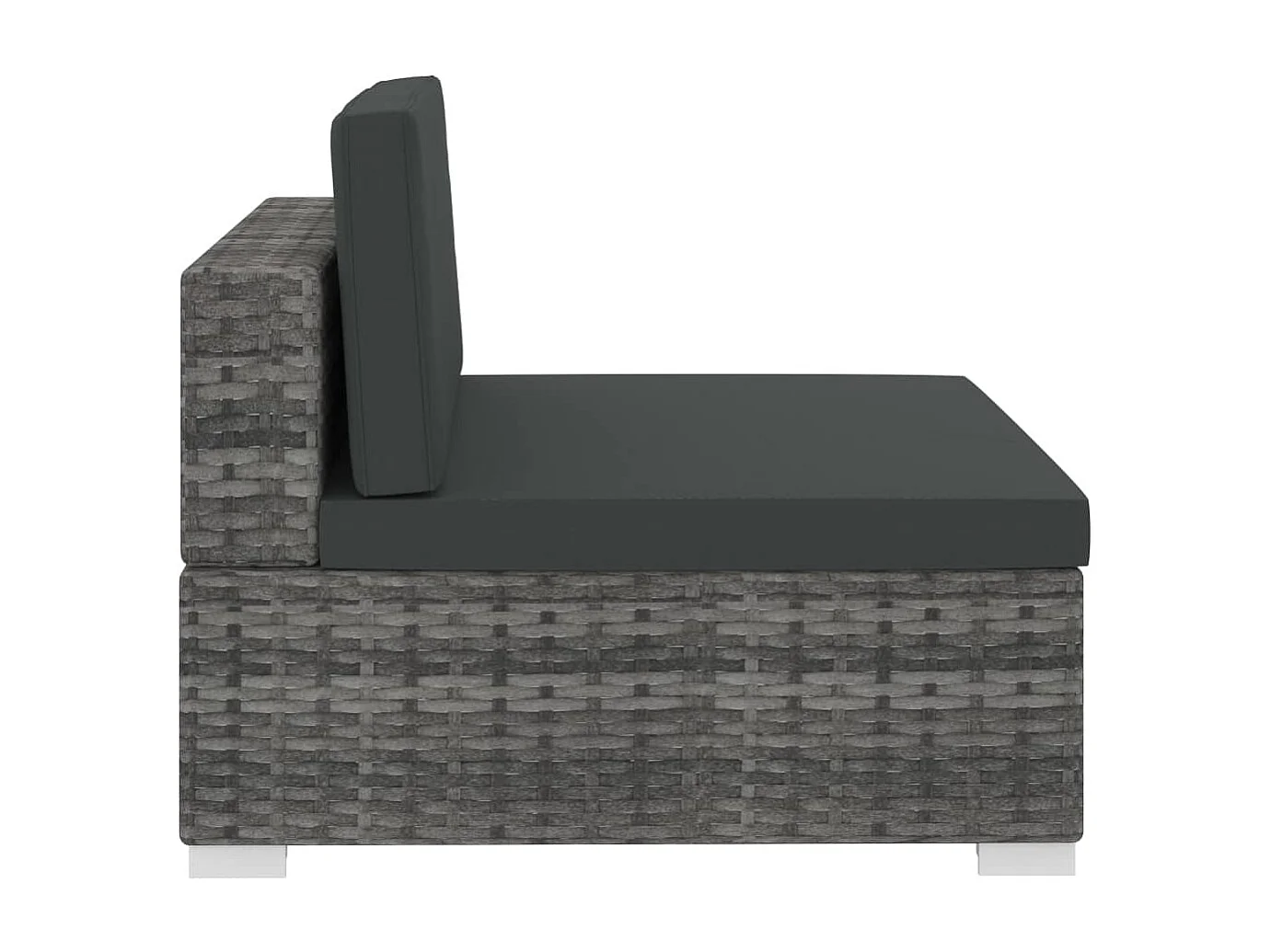 4-tlg. Garten-Sofagarnitur mit Auflagen Poly Rattan Grau