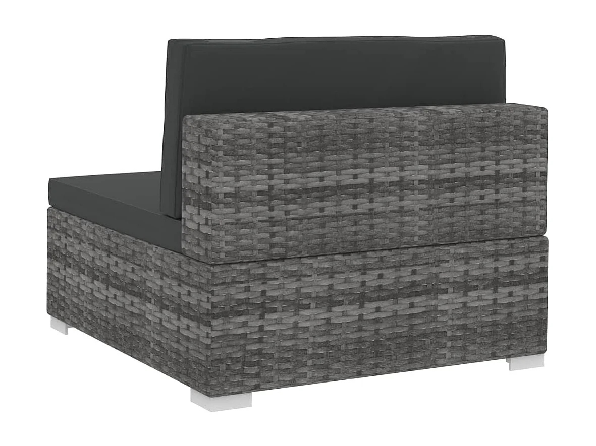 4-tlg. Garten-Sofagarnitur mit Auflagen Poly Rattan Grau