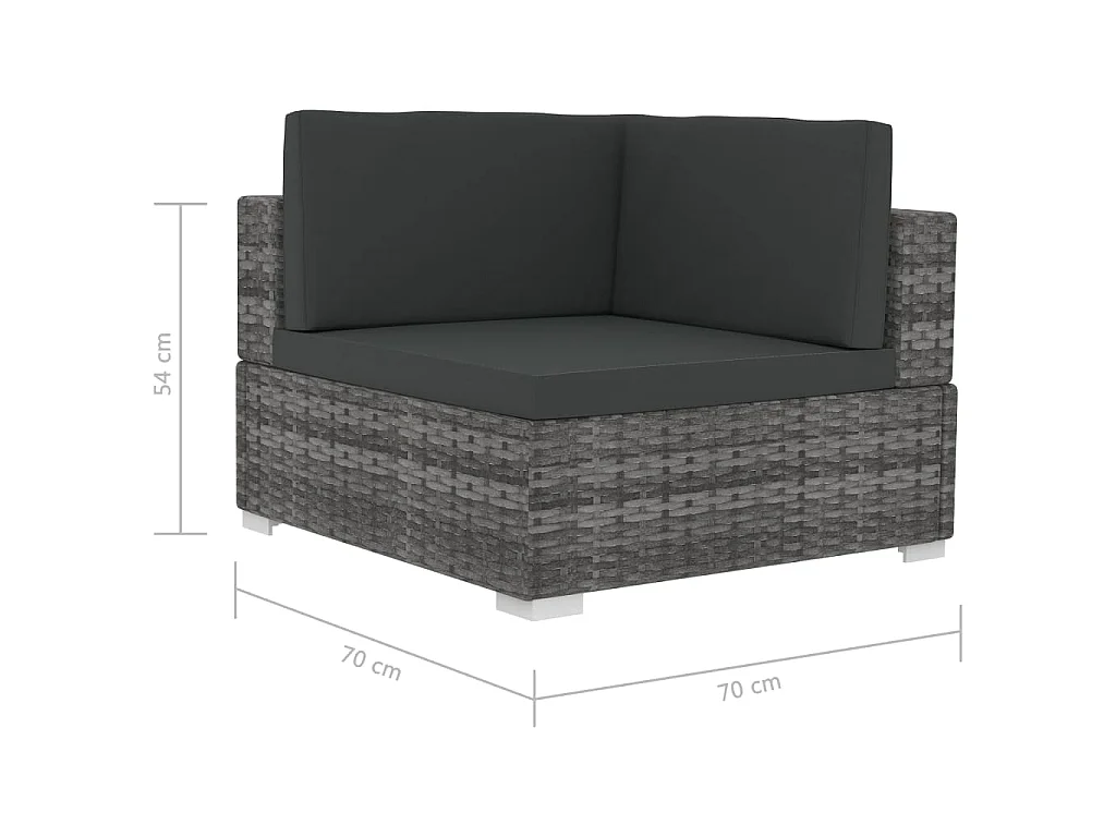 Set Divani da Giardino 4 pz con Cuscini in Polyrattan Grigio