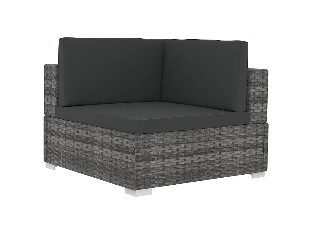 Set Divani da Giardino 4 pz con Cuscini in Polyrattan Grigio