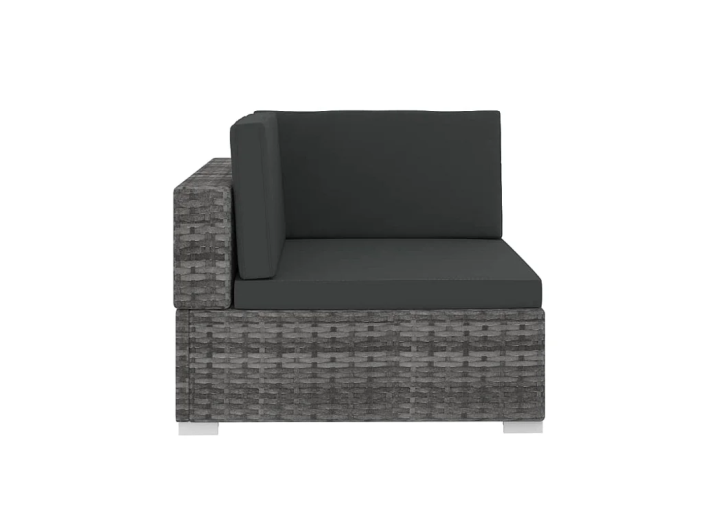 Set Divani da Giardino 4 pz con Cuscini in Polyrattan Grigio