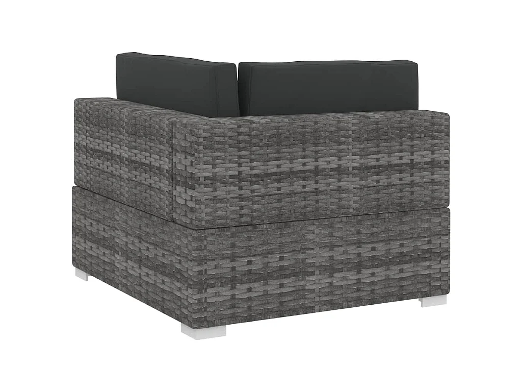 Set Divani da Giardino 4 pz con Cuscini in Polyrattan Grigio