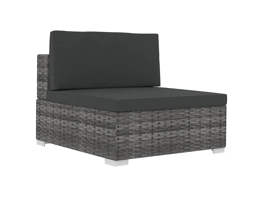 Set Divani da Giardino 4 pz con Cuscini in Polyrattan Grigio