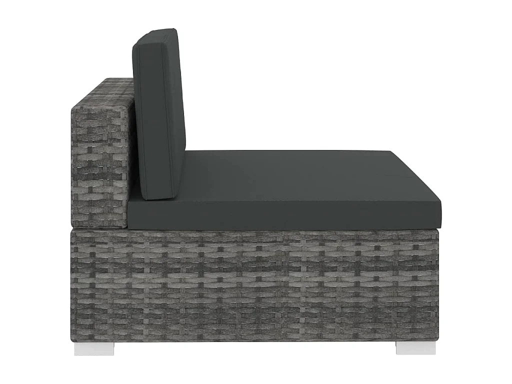 Set Divani da Giardino 4 pz con Cuscini in Polyrattan Grigio