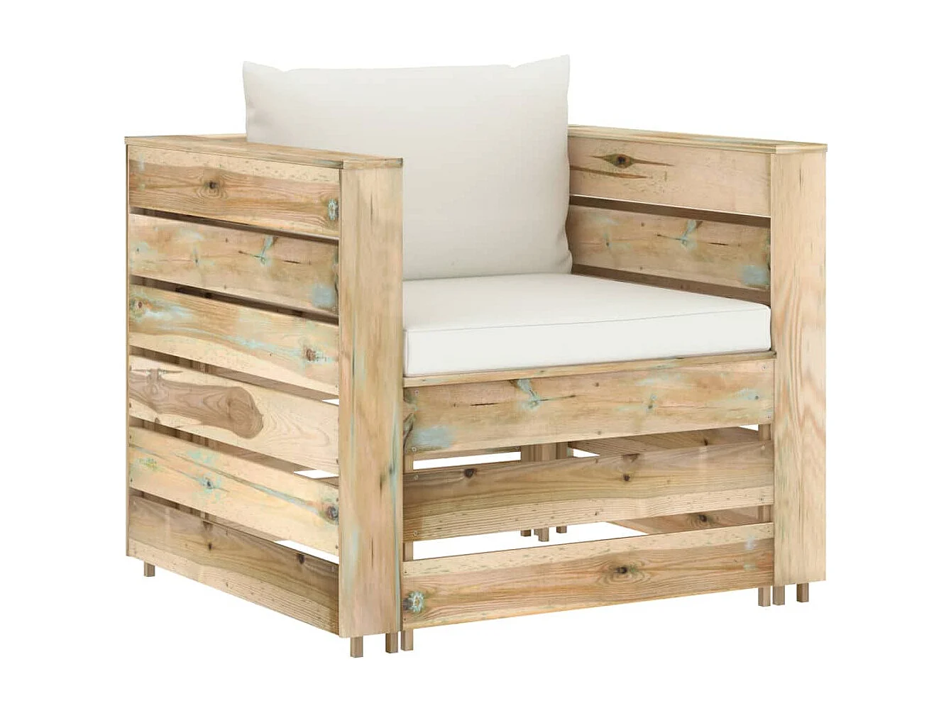 Salon de jardin 2 pcs avec coussins vert bois imprégné