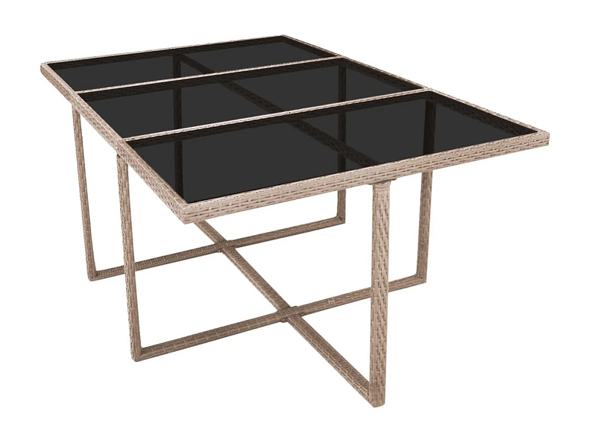 11-tlg. Garten-Essgruppe mit Auflagen Poly Rattan Beige