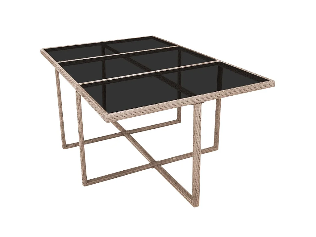 11-tlg. Garten-Essgruppe mit Auflagen Poly Rattan Beige