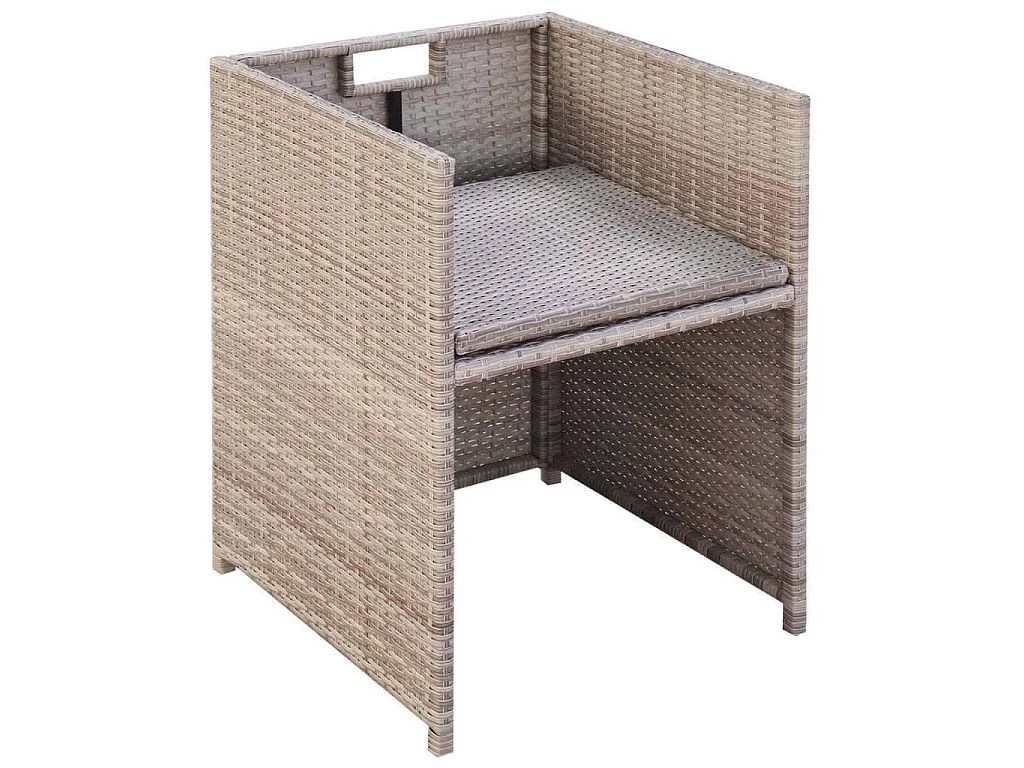 11-tlg. Garten-Essgruppe mit Auflagen Poly Rattan Beige