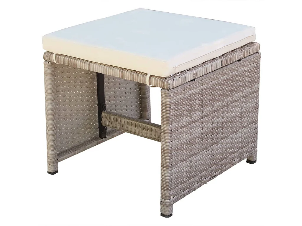 11-tlg. Garten-Essgruppe mit Auflagen Poly Rattan Beige