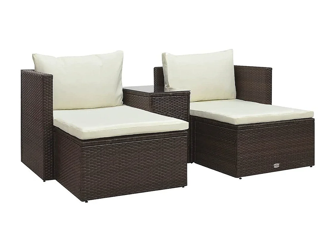 Salon de jardin 5 pcs avec coussins Résine tressée Marron