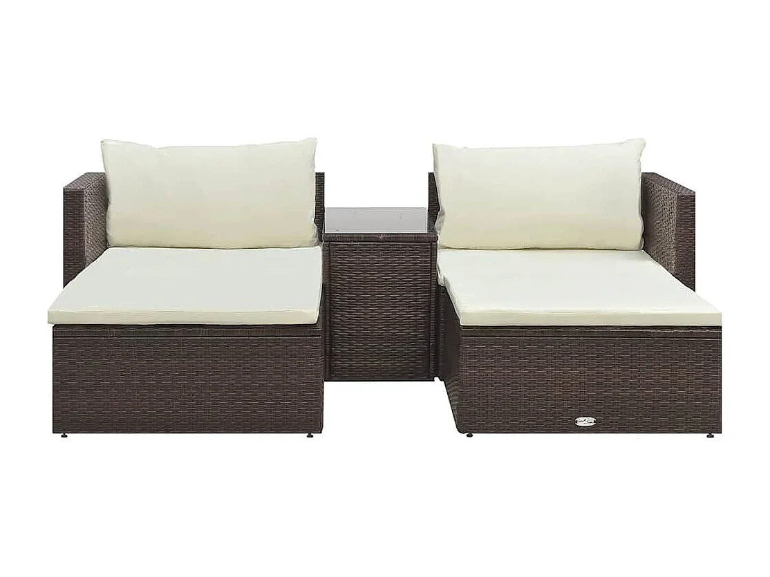 Salon de jardin 5 pcs avec coussins Résine tressée Marron