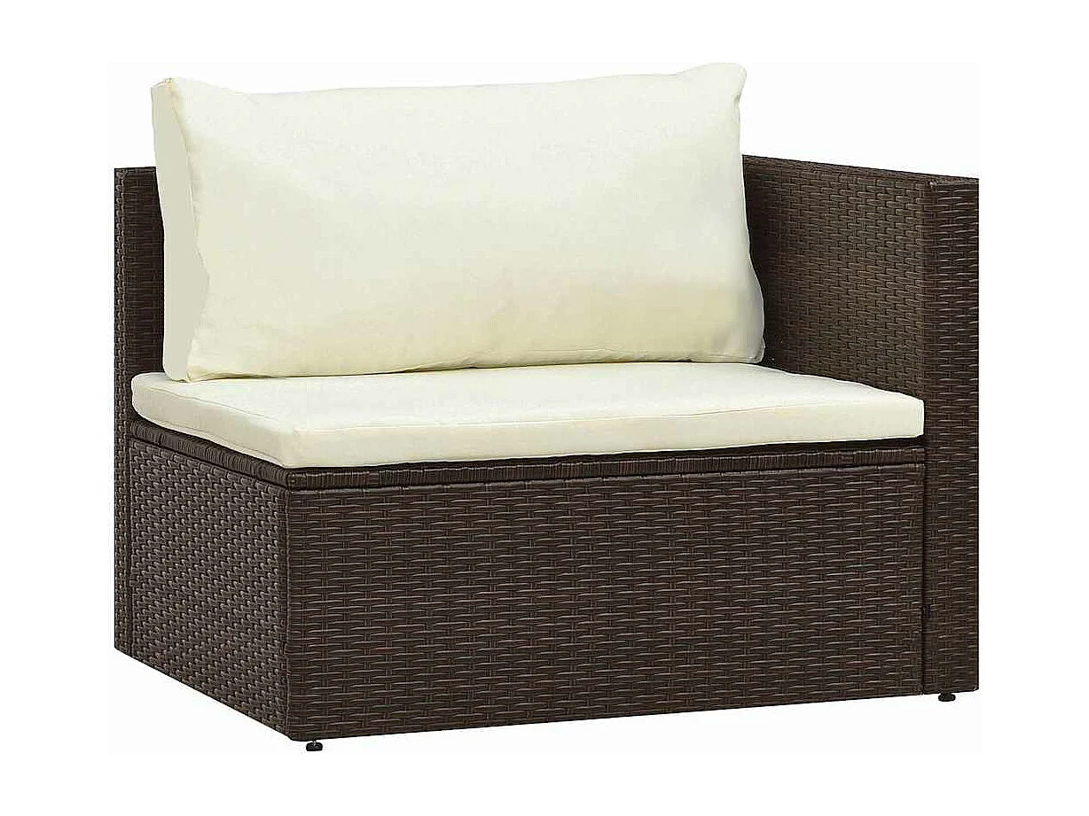 Salon de jardin 5 pcs avec coussins Résine tressée Marron